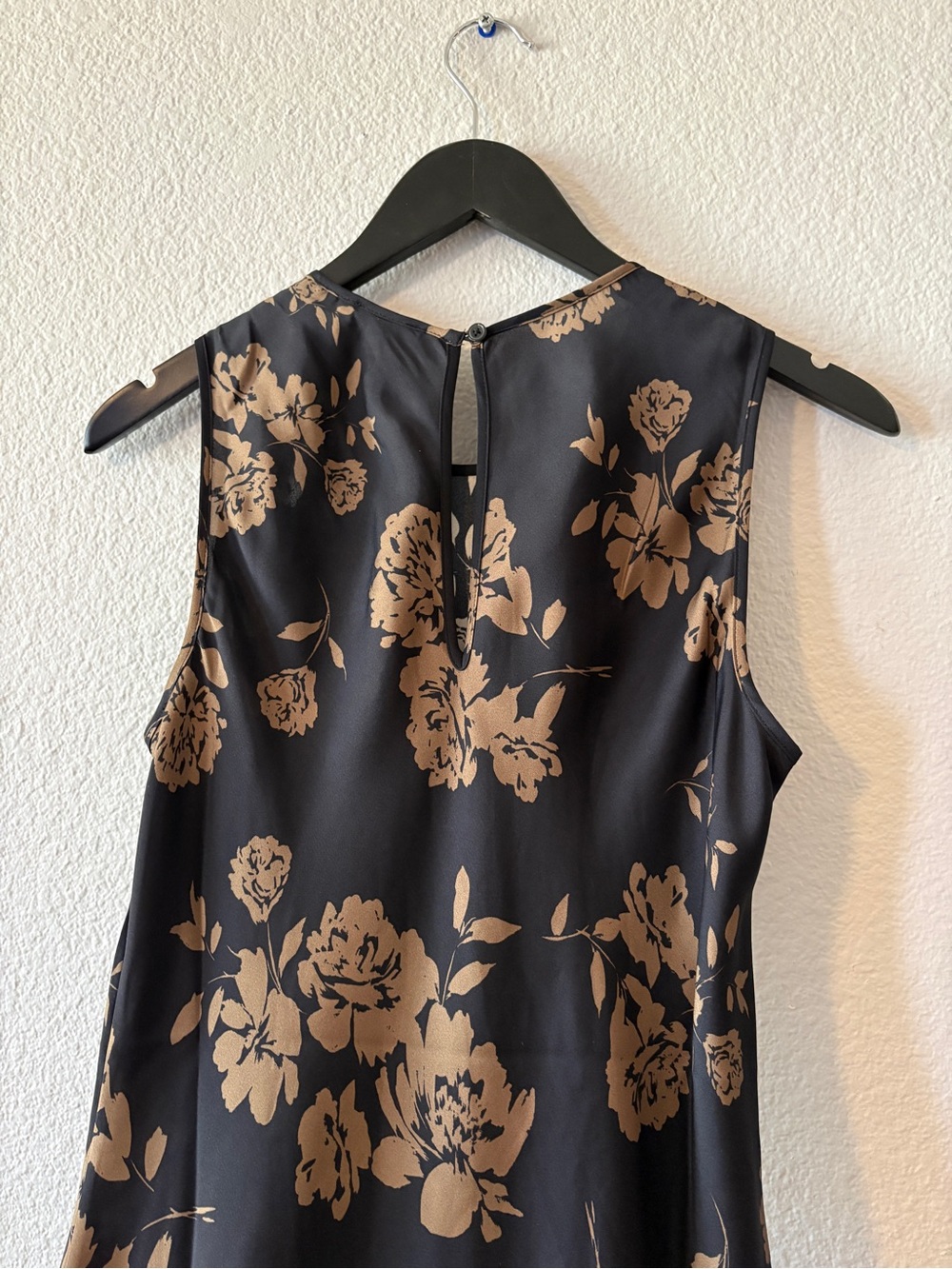 Quince Black Mulberry Silk Dress with Brown Floral Pattern - NWT - Picture 8 of 8
